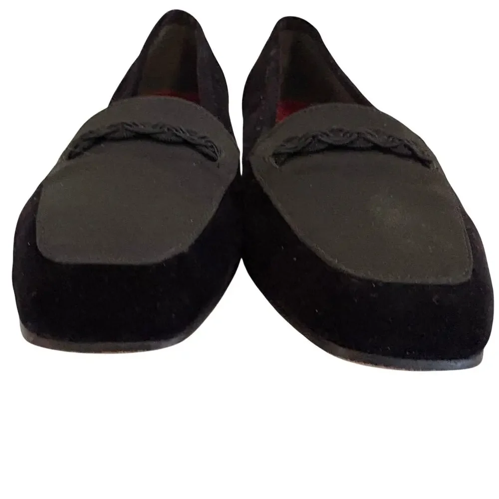 Enzo Angiolini Liberty Velvet Leather Satin Soutache Loafer Ballet Flats